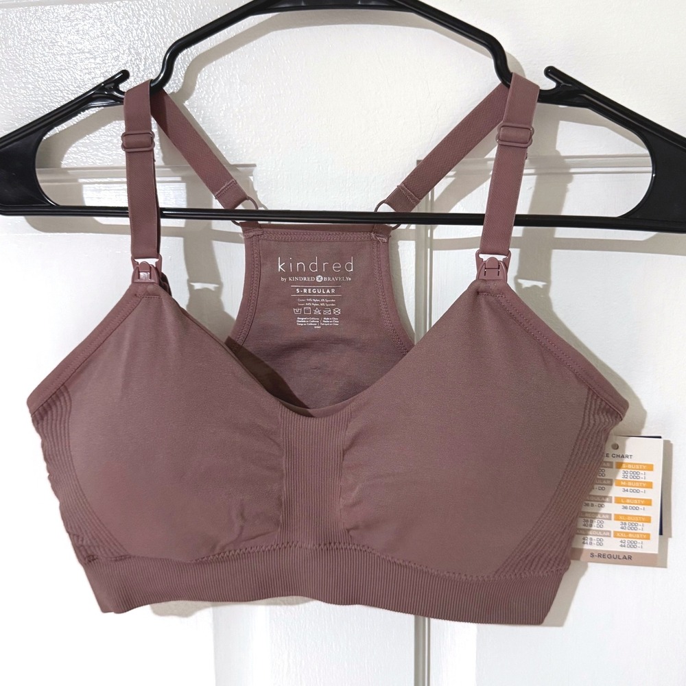 Kindred Bravely Hands-Free Pumping and Nursing Sports Bra Mauve S-Regular NWT
